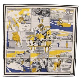 HERMES Carre 90 Scarf ""DOUBLE FACE WOW"" Silk Multicolor Auth am10818SAM