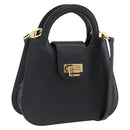 ETRO Hand Bag Leather 2way Black Gold Auth am10819V-1