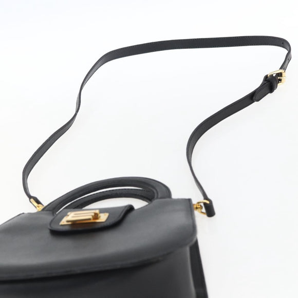 ETRO Hand Bag Leather 2way Black Gold Auth am10819V