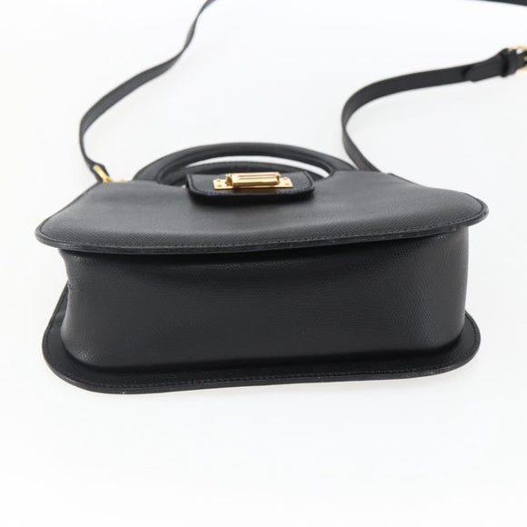 ETRO Hand Bag Leather 2way Black Gold Auth am10819V