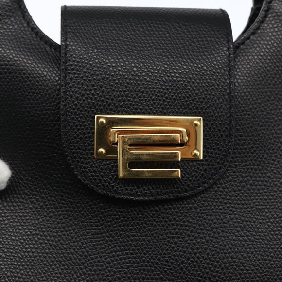 ETRO Hand Bag Leather 2way Black Gold Auth am10819V