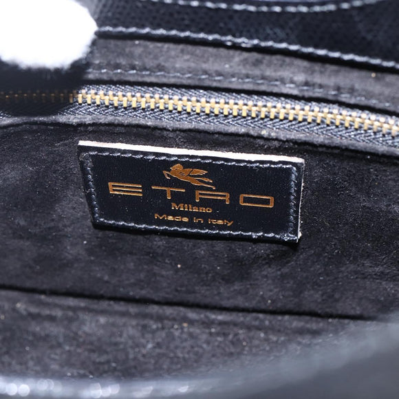 ETRO Hand Bag Leather 2way Black Gold Auth am10819V