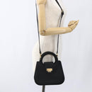 ETRO Hand Bag Leather 2way Black Gold Auth am10819V-24