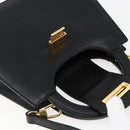 ETRO Hand Bag Leather 2way Black Gold Auth am10819V-7