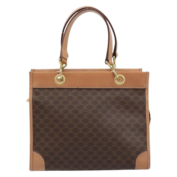 CELINE Macadam Canvas Handtasche PVC Leder Braun Gold Authentisch am10820V