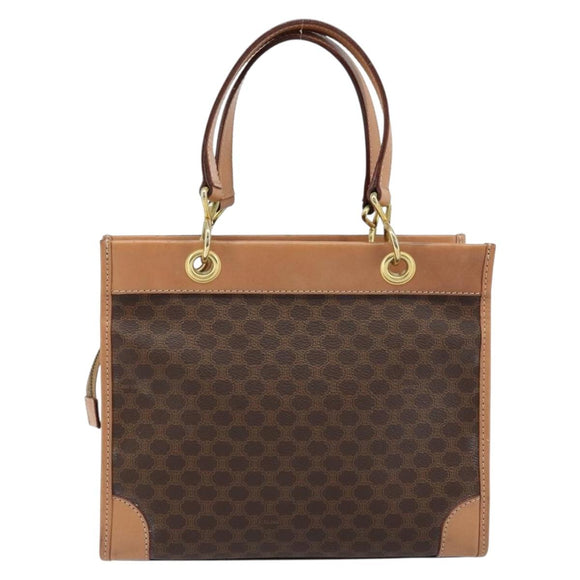 CELINE Macadam Canvas Handtasche PVC Leder Braun Gold Authentisch am10820V