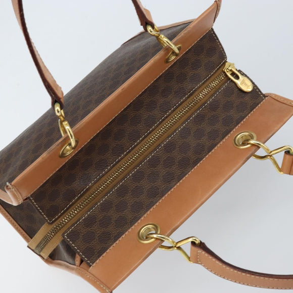 CELINE Macadam Canvas Handtasche PVC Leder Braun Gold Authentisch am10820V