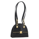 Gianni Versace Sunburst Tote Bag Leather Black Gold Auth am10821A-1