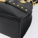 Gianni Versace Sunburst Tote Bag Leather Black Gold Auth am10821A-14