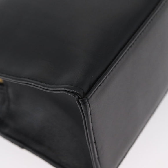 Gianni Versace Sunburst Tote Bag Leather Black Gold Auth am10821A