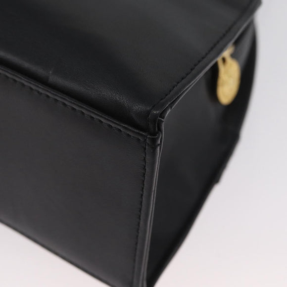 Gianni Versace Sunburst Tote Bag Leather Black Gold Auth am10821A
