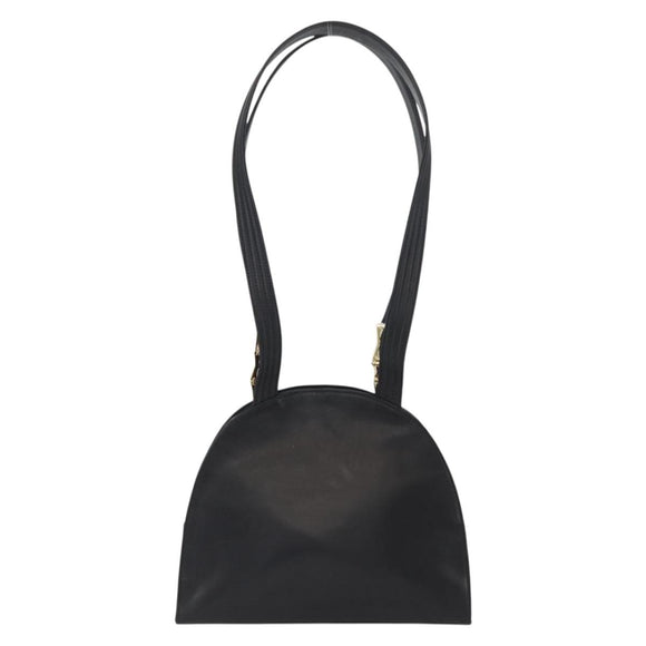 Gianni Versace Sunburst Tote Bag Leather Black Gold Auth am10821A