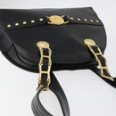 Gianni Versace Sunburst Tote Bag Leather Black Gold Auth am10821A-6