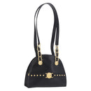 Gianni Versace Sunburst Tote Bag Leather Black Gold Auth am10821A-1