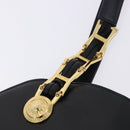 Gianni Versace Sunburst Tote Bag Leather Black Gold Auth am10821A-11