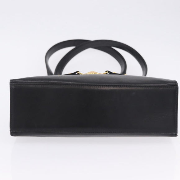 Gianni Versace Sunburst Tote Bag Leather Black Gold Auth am10821A
