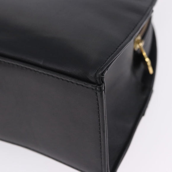 Gianni Versace Sunburst Tote Bag Leather Black Gold Auth am10821A