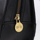 Gianni Versace Sunburst Tote Bag Leather Black Gold Auth am10821A-17