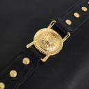 Gianni Versace Sunburst Tote Bag Leather Black Gold Auth am10821A-18