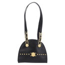 Gianni Versace Sunburst Tote Bag Leather Black Gold Auth am10821A-2