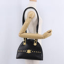 Gianni Versace Sunburst Tote Bag Leather Black Gold Auth am10821A-29