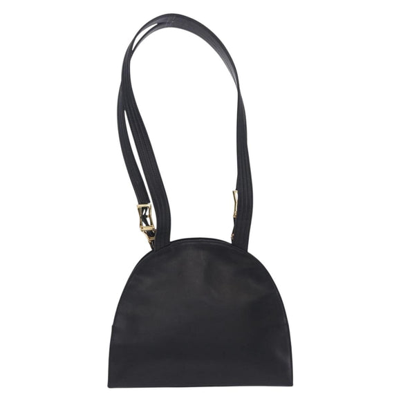 Gianni Versace Sunburst Tote Bag Leather Black Gold Auth am10821A