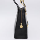 Gianni Versace Sunburst Tote Bag Leather Black Gold Auth am10821A-6