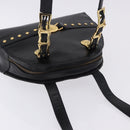 Gianni Versace Sunburst Tote Bag Leather Black Gold Auth am10821A-7