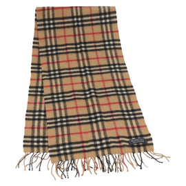 Burberrys Nova Check Scarf Cashmere Beige Auth am10824
