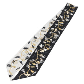 CARTIER Scarf Silk Black White Auth am10831V