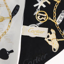 CARTIER Scarf Silk Black White Auth am10831V-12