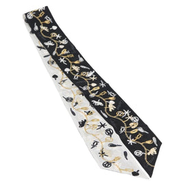 CARTIER Scarf Silk Black White Auth am10831V - 0