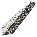CARTIER Scarf Silk Black White Auth am10831V-7