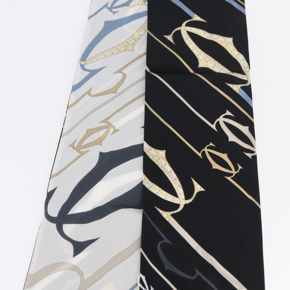 CARTIER Scarf Silk Black White Auth am10832V | Brand Street Tokyo