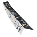 CARTIER Scarf Silk Black White Auth am10832V-2