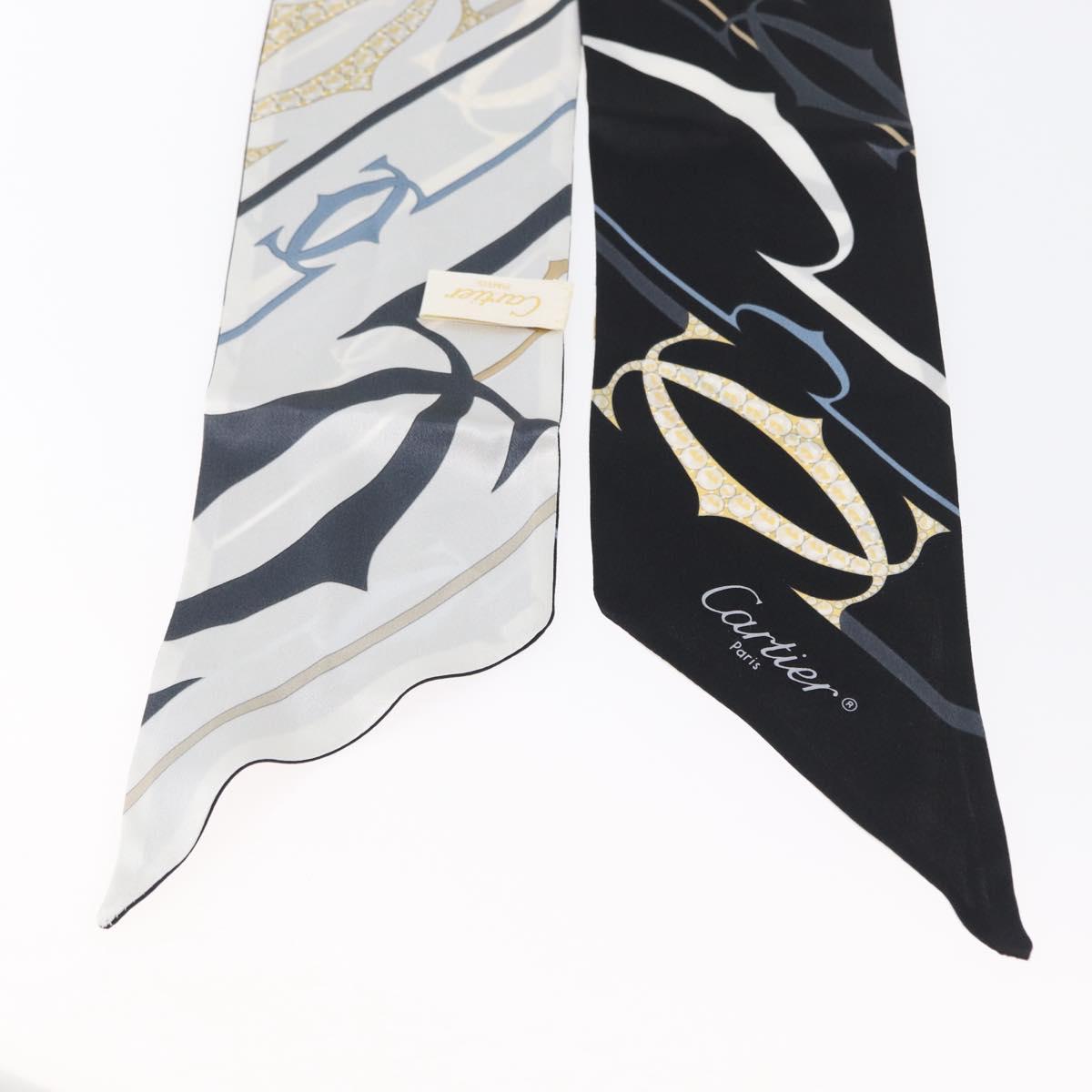 CARTIER Scarf Silk Black White Auth am10832V | Brand Street Tokyo