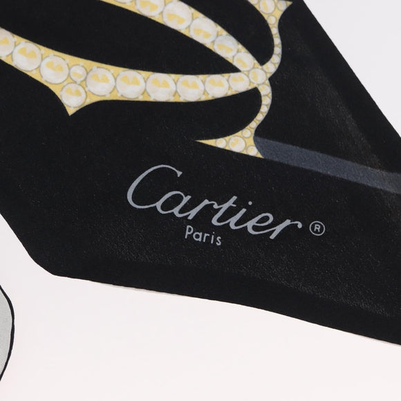 CARTIER Scarf Silk Black White Auth am10832V