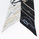 CARTIER Scarf Silk Black White Auth am10832V-9