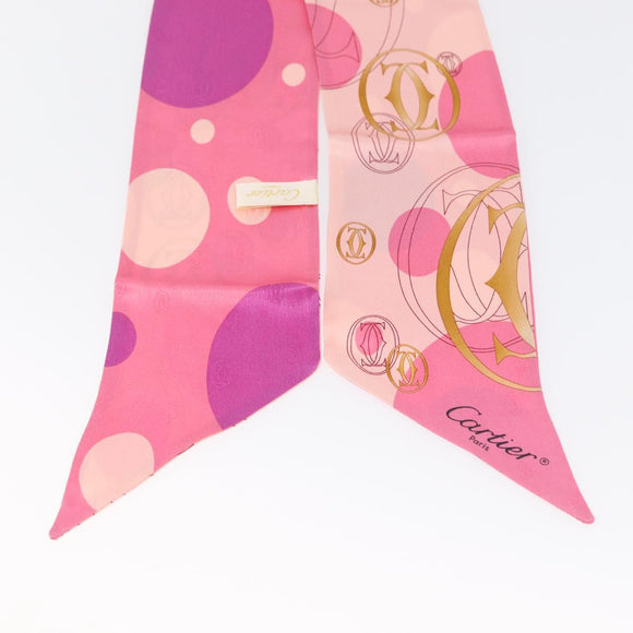 CARTIER Scarf Silk Pink Auth am10833V
