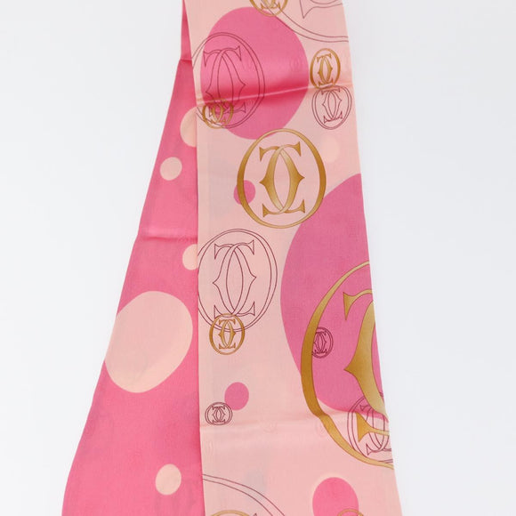 CARTIER Scarf Silk Pink Auth am10833V