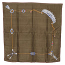 CARTIER Scarf Silk Khaki Auth am10834V-1