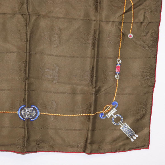 CARTIER Scarf Silk Khaki Auth am10834V