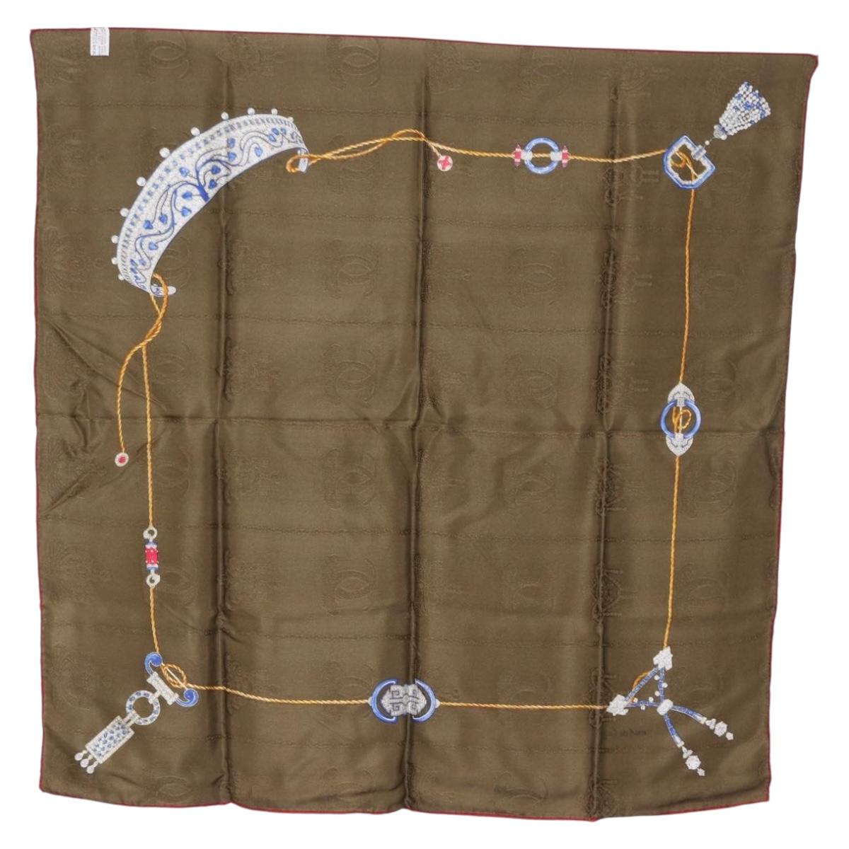CARTIER Scarf Silk Khaki Auth am10834V | Brand Street Tokyo