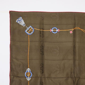 CARTIER Scarf Silk Khaki Auth am10834V - 0