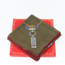 CARTIER Scarf Silk Khaki Auth am10834V-23
