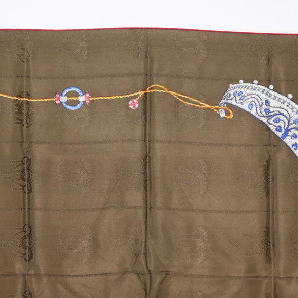 CARTIER Scarf Silk Khaki Auth am10834V