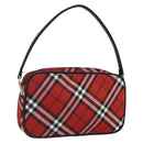 BURBERRY Nova Check Blue Label Accessory Pouch Nylon Red Black Auth am10838V-1