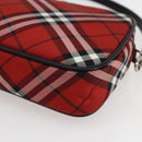 BURBERRY Nova Check Blue Label Accessory Pouch Nylon Red Black Auth am10838V-9
