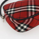 BURBERRY Nova Check Blue Label Accessory Pouch Nylon Red Black Auth am10838V-14