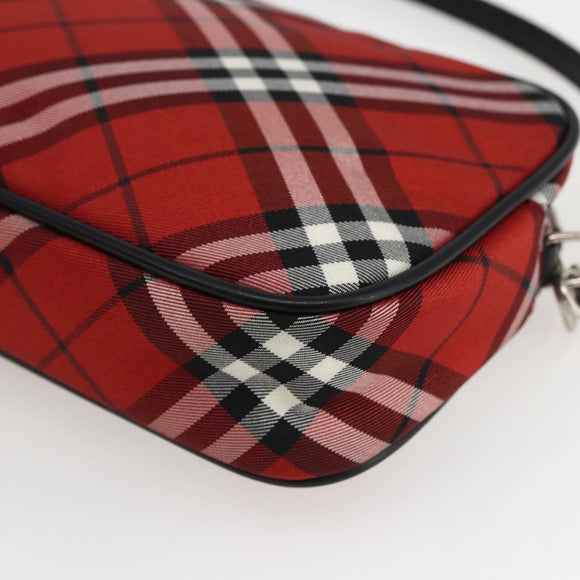 BURBERRY Nova Check Blue Label Accessory Pouch Nylon Red Black Auth am10838V